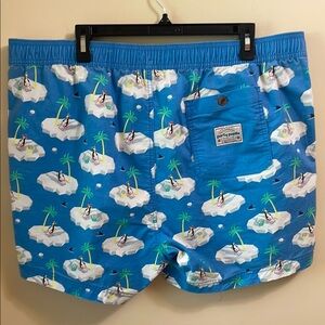 Party Pants Blue and Yellow Tropical Swim Shorts